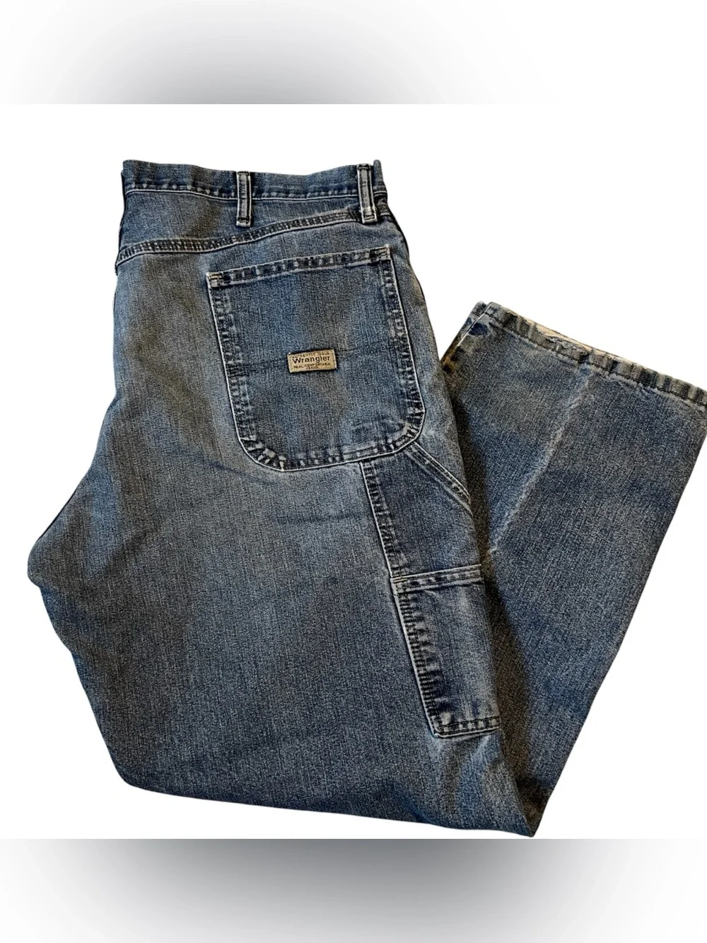 Vintage Wrangler Carpenter Jeans Faded Blue Workwear Denim tagged 38 x 30 READ